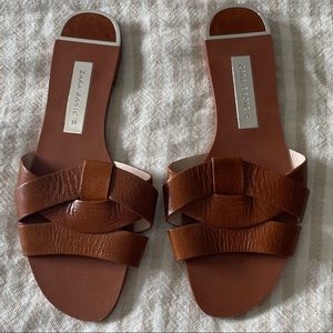 Zara Low Heeled Cross Leather Sandal